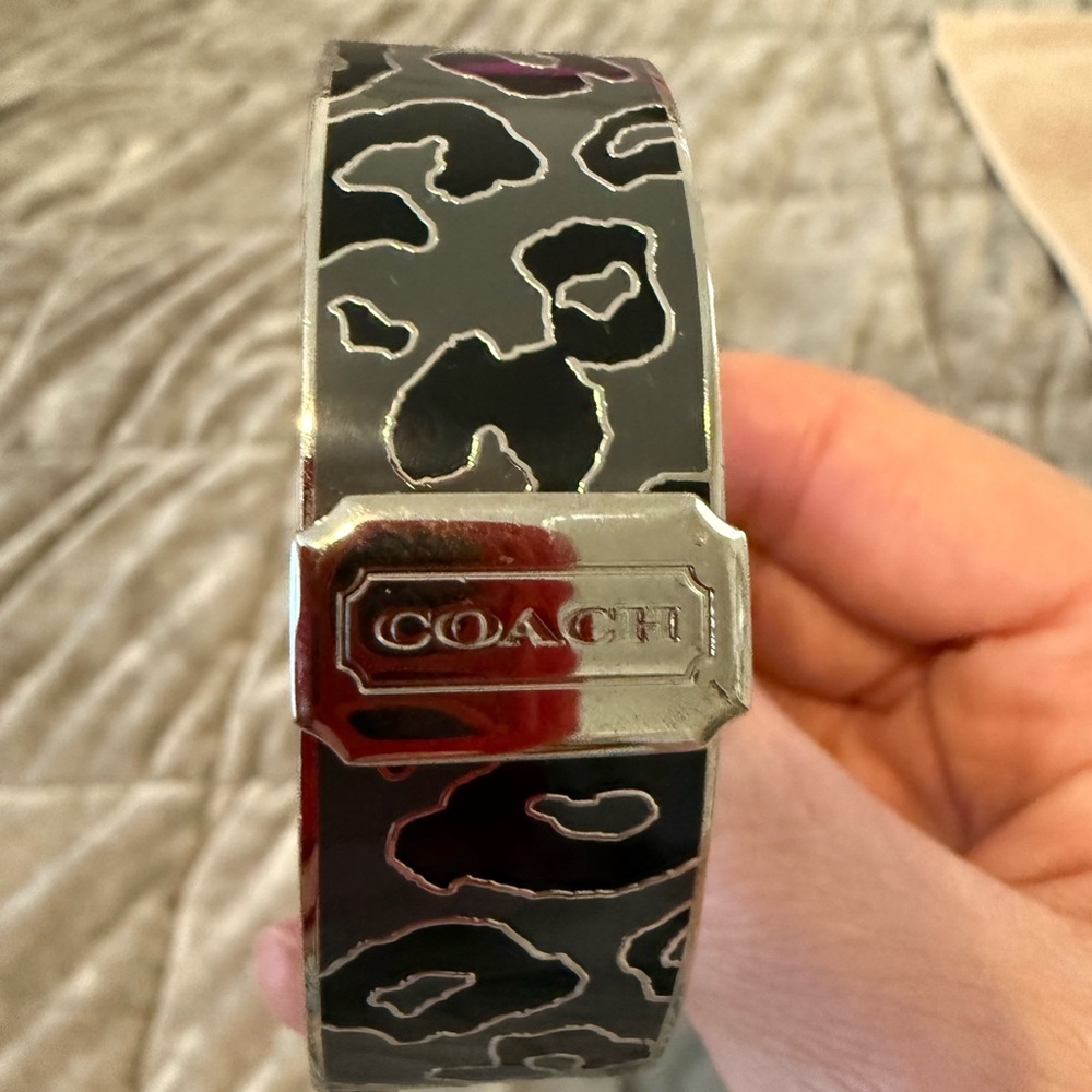 Coach Black and Silver Patterned Bracelet